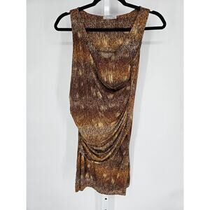 VTG Teenbell Women's Brown & Black Sleeveless Faux Wrap Dress Size S